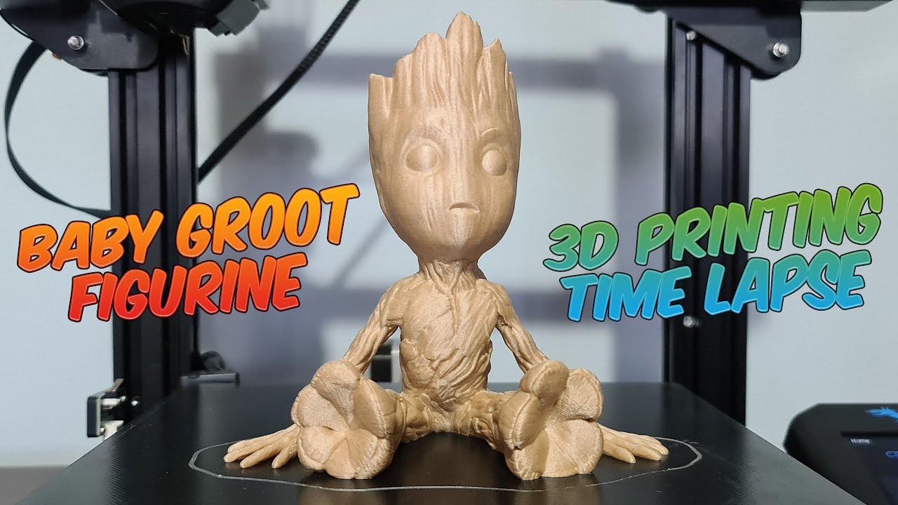 Baby Groot Figurine - 3D Printing Time Lapse - Maple Wood PLA - YouTube