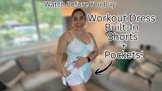 Women's Workout Dress with Built-in Shorts & Pockets