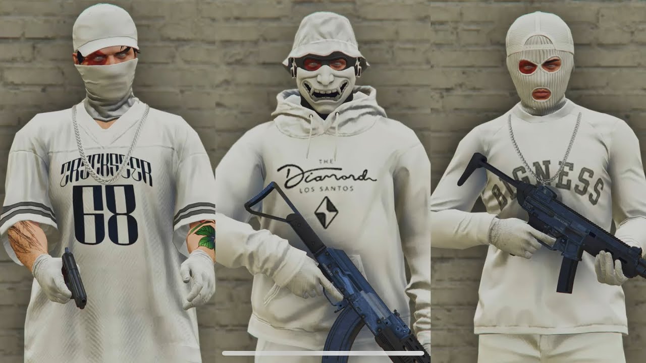 GTA V - 5 Easy Tryhard Outfits Tutorial #170 (White Outfits 2024)
