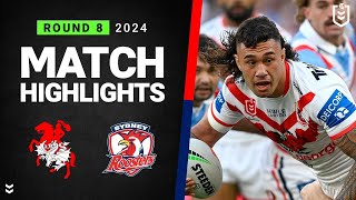 NRL 2024 | Dragons v Roosters | Match Highlights