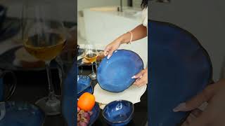 16-Piece Stoneware Set- Ocean Blue