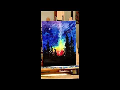 Snow mountain painting, snow mountain sunset painting, skiing painting