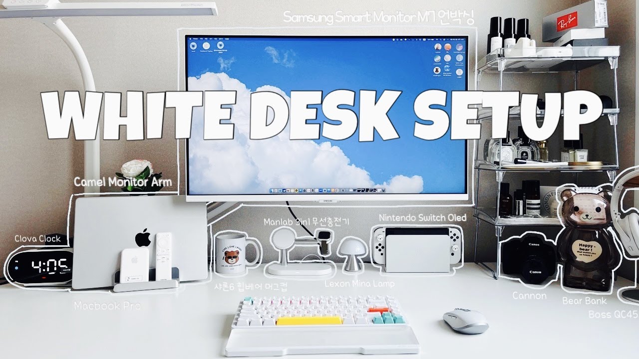 삼성 M7 모니터 32인치 , 카멜 모니터암 언박싱 l  화이트 데스크셋업 l White Desk Setup l Samsung Smart Monitor M7