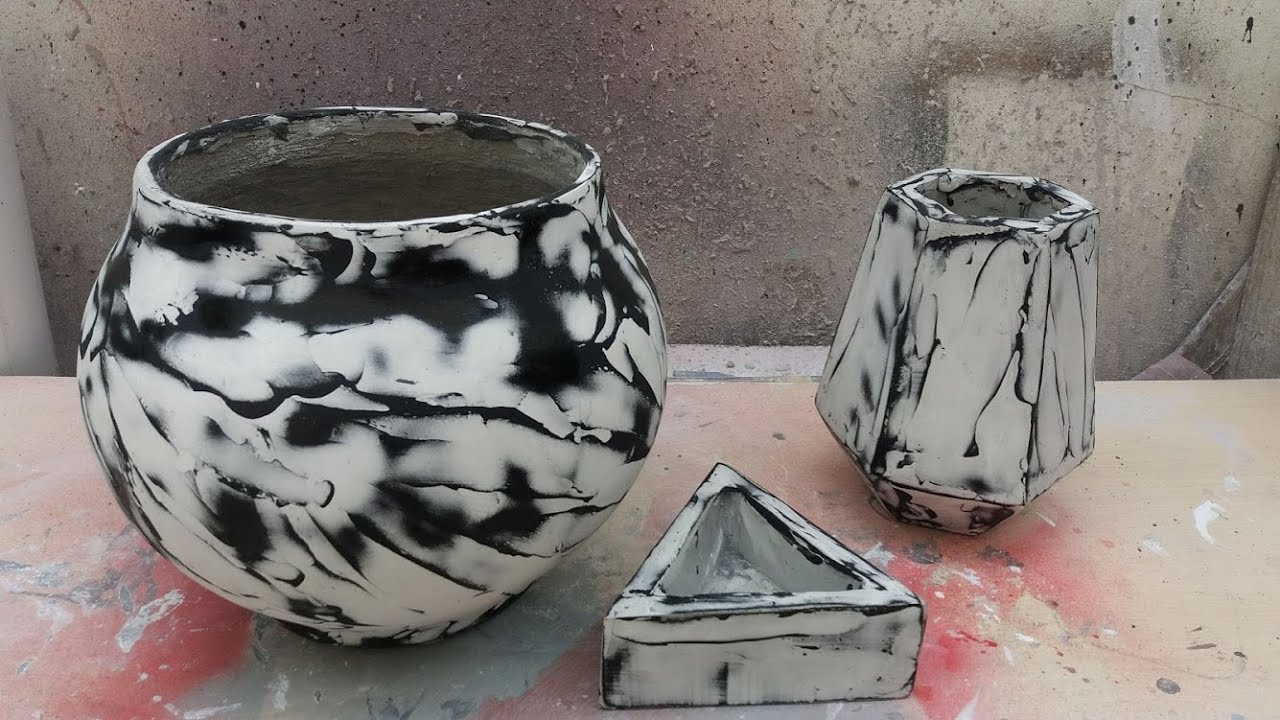 VASOS DE CIMENTO GALERA FICOU MUITO LOUCO ESSE EFEITO MARMORIZADO  VASOS DE CIMENTO