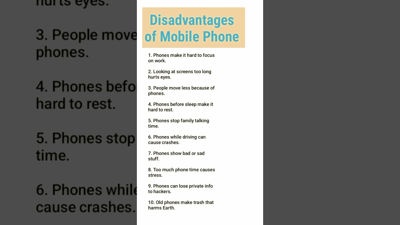 10 lines essay on Disadvantages of Mobile Phone / 