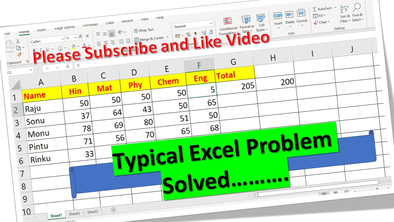 Excel Problem Statement Excel Typical Problem Solved || Marksheet Problem Solved.... - YouTube