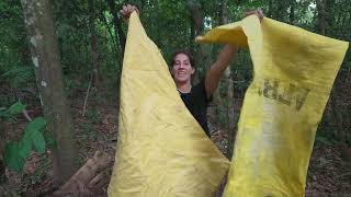 Simple DIY camping bed with just 2 sacks #survival #bushcraft #diy