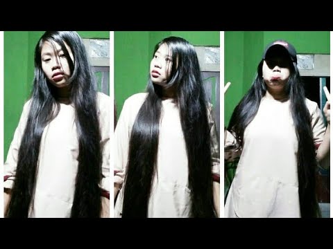  Rambut  panjang anak  sma  very long hair girl hairplay 