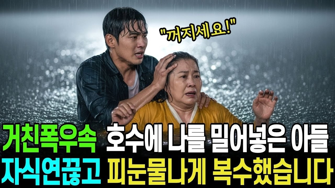 거친폭우속 호수에 나를 밀어넣은 아들 자식연끊고 피눈물나게 복수했습니다