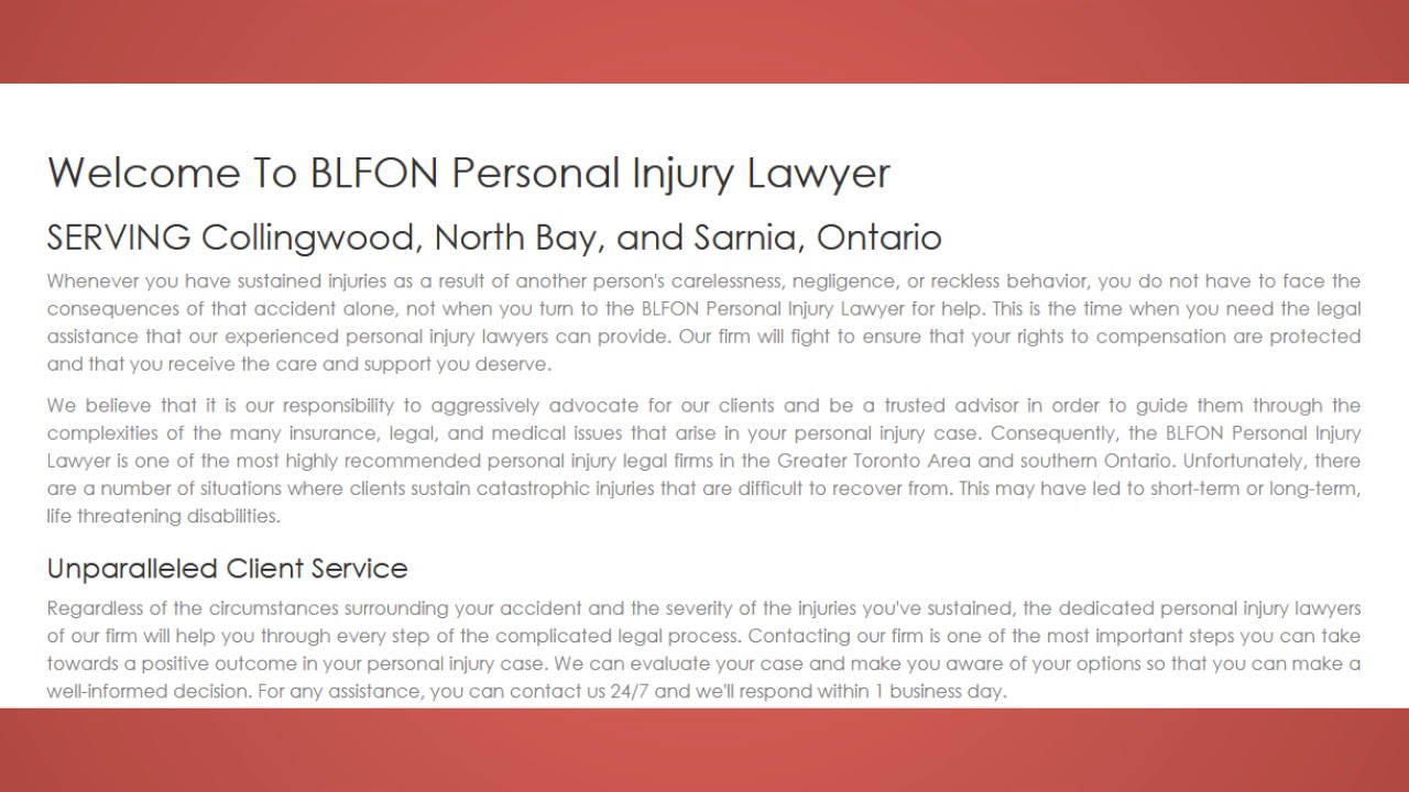 Collingwood Personal Injury Lawyer BLFON Personal Injury Lawyer YouTube