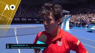 Kei nishikori on court interview (2r) | australian open 2017