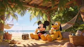 Tropical Beach Hideaway with Mickey Mouse | Relaxing Summer Jazz and Ice Cream Ocean Vibes