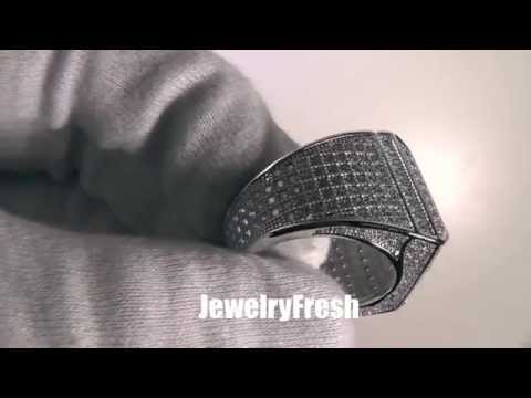 Fancy Square 360 Fully Iced Lab Made Diamond Ring 5 Colors