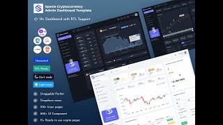 RTL Horizontal Dark Cryptocurrency Admin Dashboard Templates Bitcoin ICO Cards – Specie