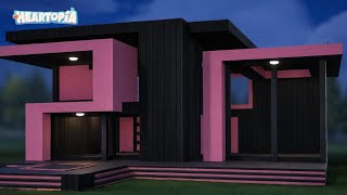 Black & Pink Luxury Modern House Exterior Tutorial | Heartopia