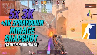 CS2 Mirage Highlights  5x 3K + AK-47 Spray-down Madness