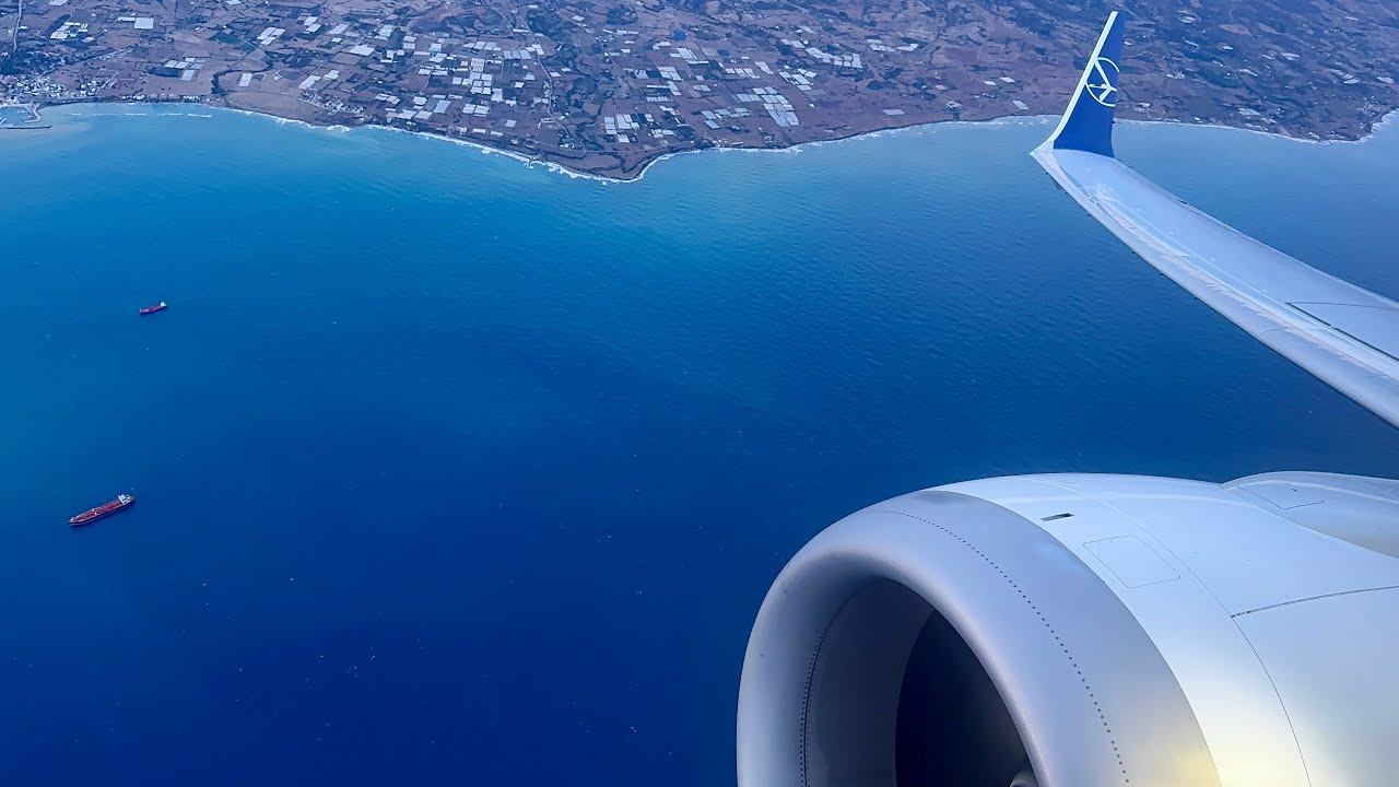LOT Polish Airlines B737 Max8 | pushback & take off from Larnaca 