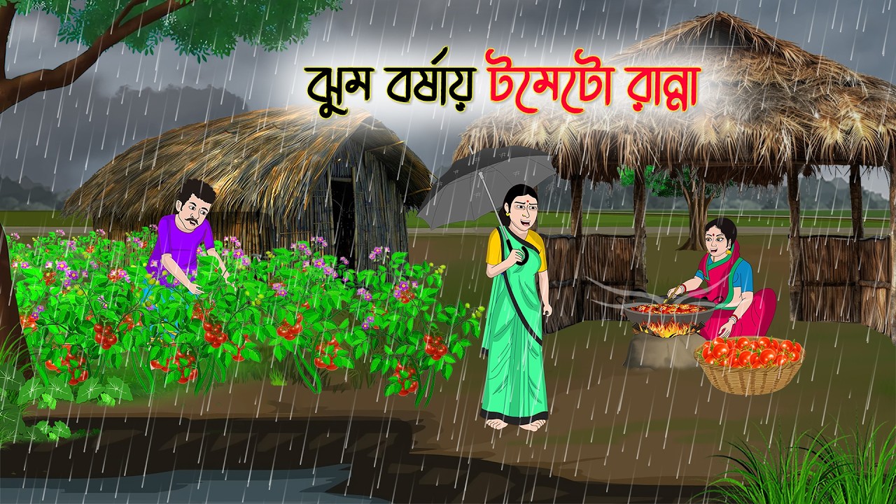 ঝুম বর্ষায় টমেটো রান্না | Bangla Golpo | Thakurmar Jhuli | Rupkothar Cartoon