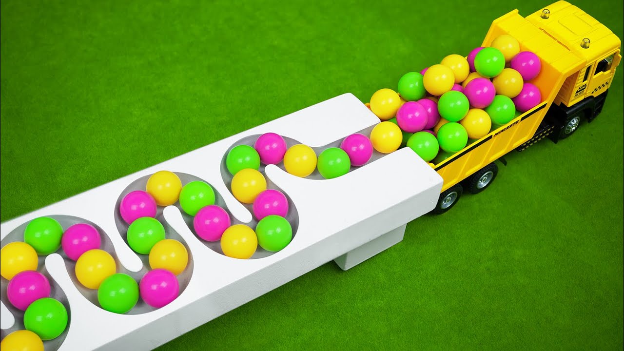 Marble Run ASMR Race ☆ HABA Slope & Dump Truck Excavator Ambulance Forklift Garbage Truck Tractors#2