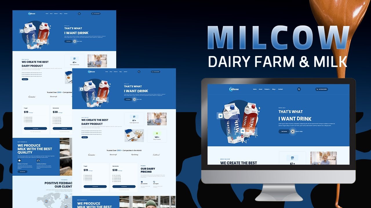 Milcow - Dairy Farm & Milk with HTML, CSS & JS - Part 1 - YouTube