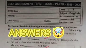 💯7th class English sa-1 self assessment term 1 question paper answers key 🗝️