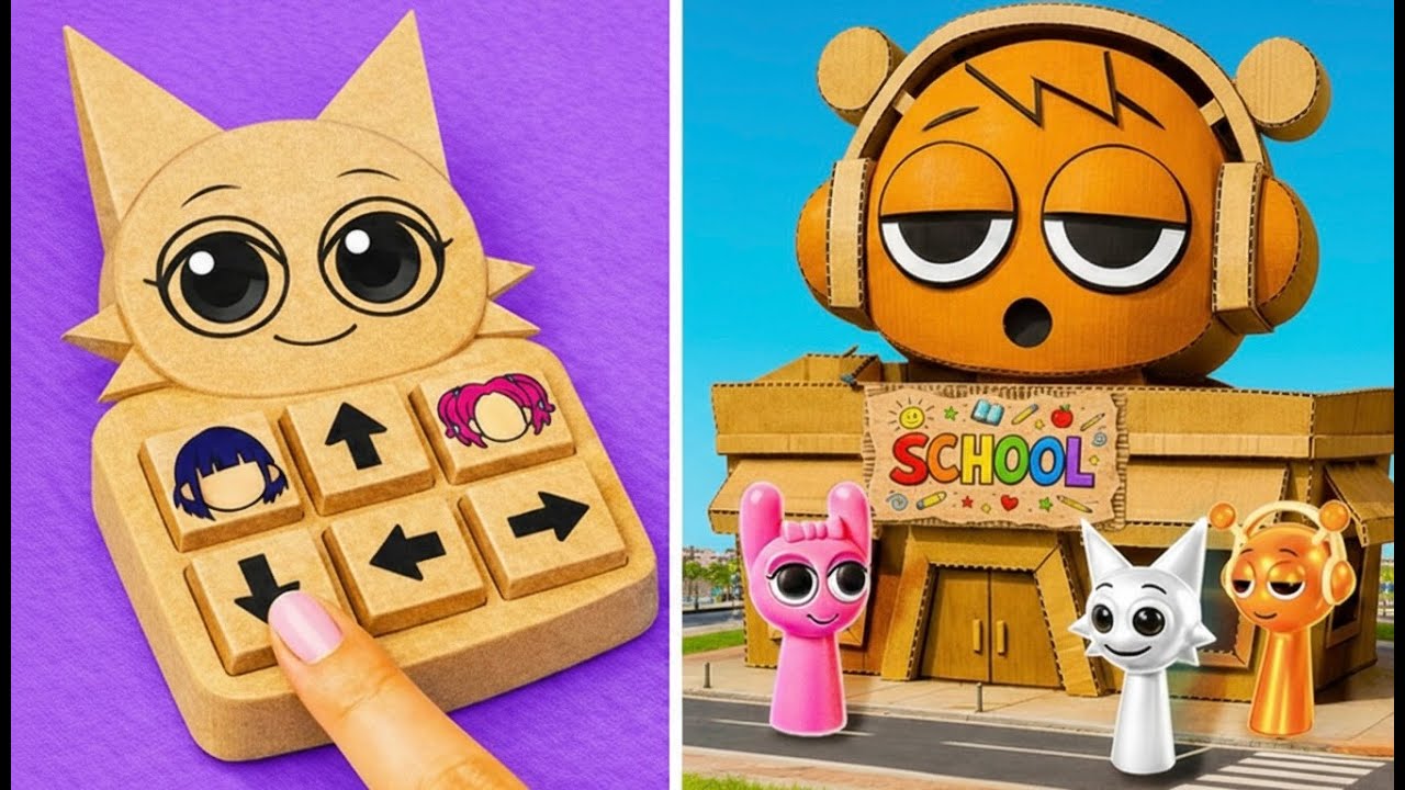 WOW! ¡Estamos en la Escuela de Cartón de Sprunki! ✏️📚 *Cómo Hacer Útiles Escolares de Papel*💙