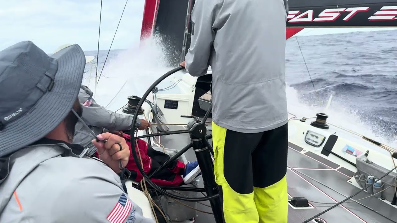 Transpac 2025 on Fast Exit - Day 6 (Thursday July 11) - Garrett Brown driving at 20 knots or better