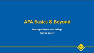 APA Basics & Beyond