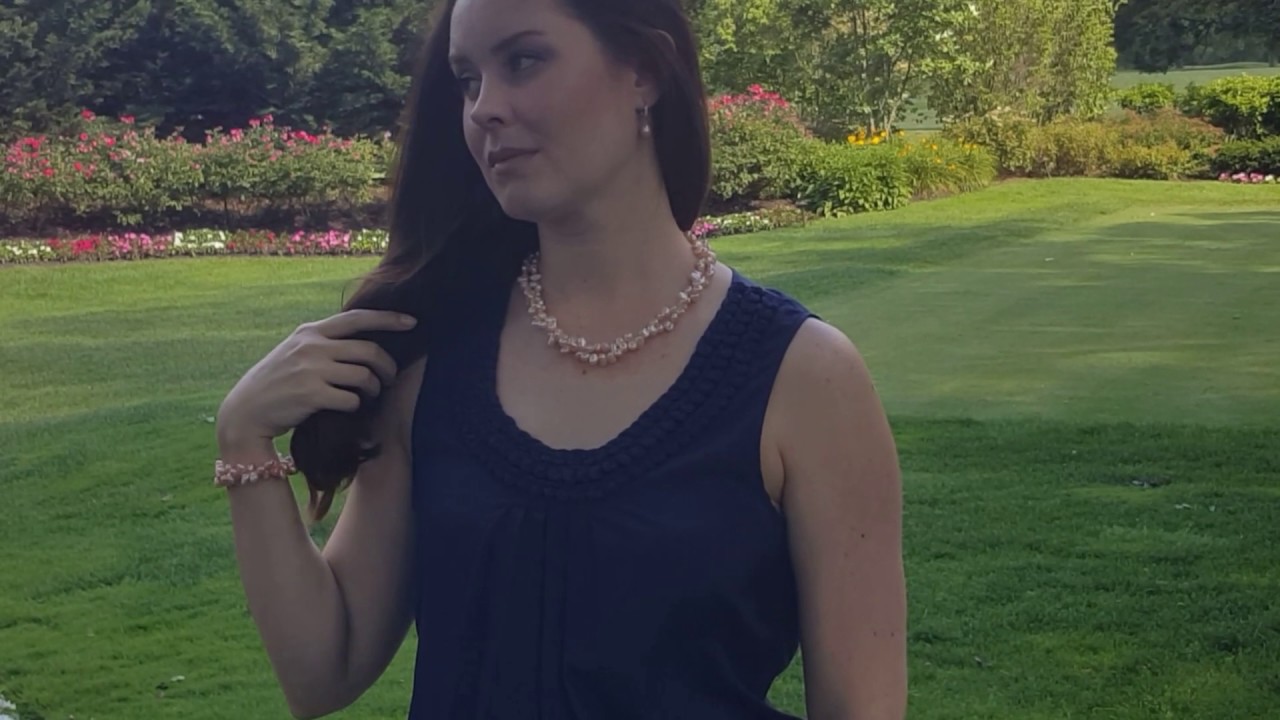 Double Strands Irregular Peach Freshwater Pearl Necklace