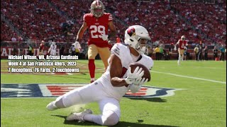 Michael Wilson Week 4 Every Target and Catch Arizona Cardinals at San Francisco 49ers NFL 2023