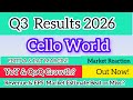 Cello World Q3 Results 2026 | Cello World Share News | Cello World Share Latest News Today