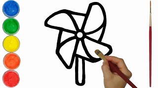 Rainbow Pinwheel Drawing, Painting, Coloring For Kids And Toddlers Learn Colors