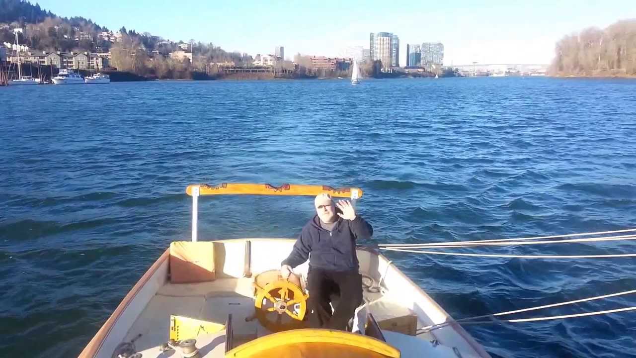 Winter sailing on a catboat