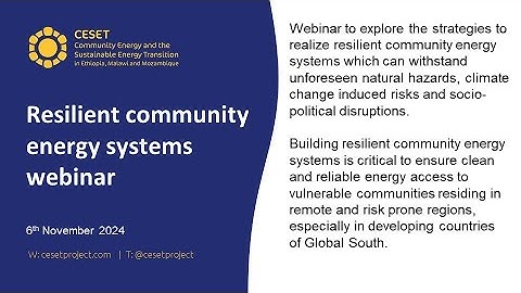 Building resilient community energy systems webinar