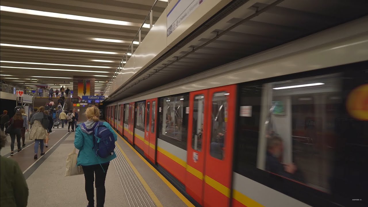 Poland, Warsaw, Metro ride from Młociny to Wilanowska