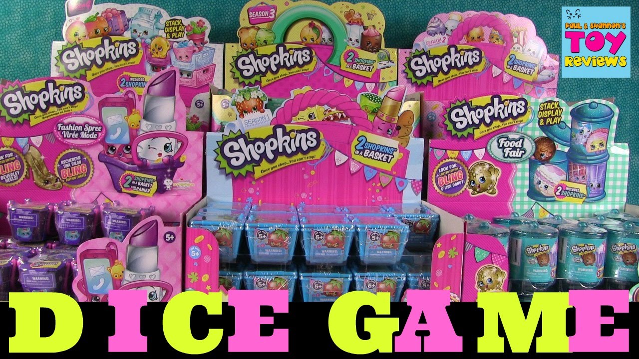 kawaii emoticons Shopkins Dice Game Opening #5 Season 1 2 3 4 Food Fair Fashion Spree | PSToyReviews