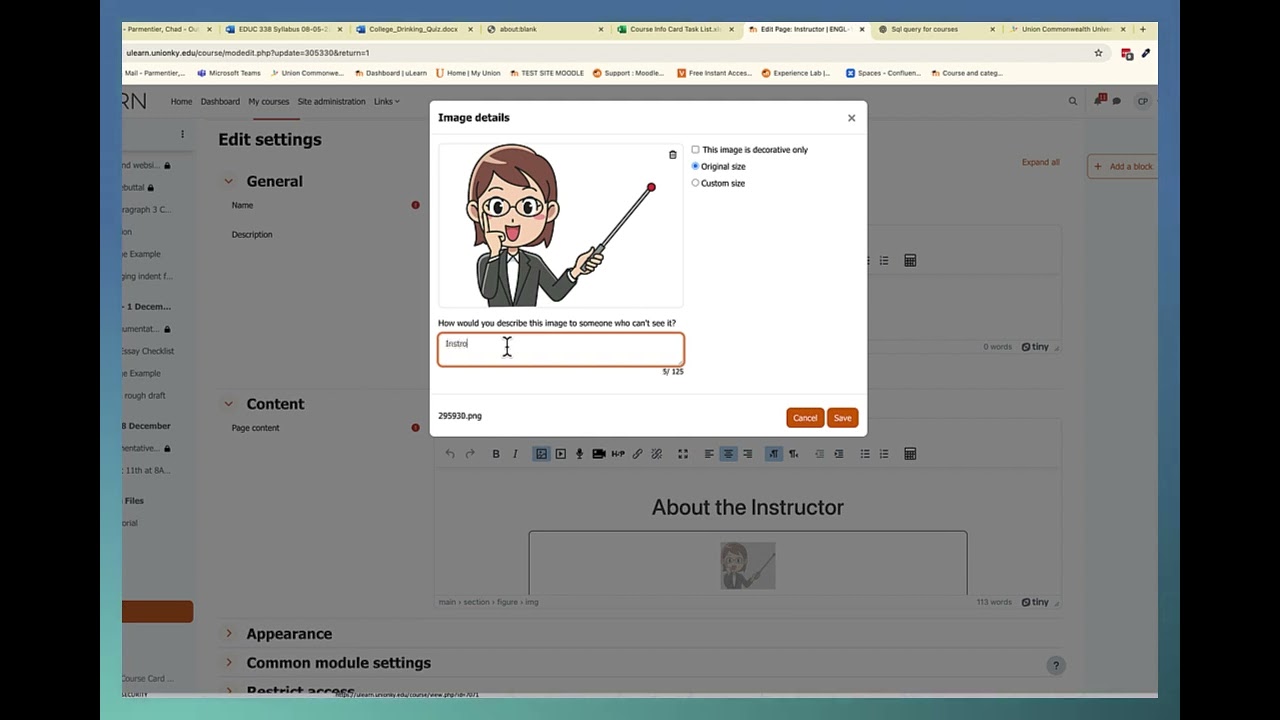 Moodle Course Card Tutorial: Edit Course Card, Syllabus, Instructor & Resources