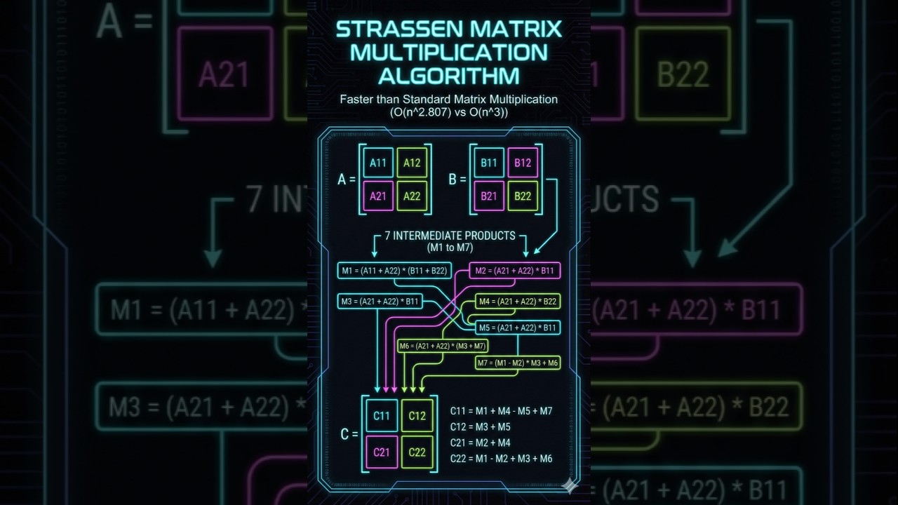 Strassen’s Matrix Multiplication Algorithm | Divide & Conquer | DAA 