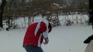 Sledding on a plastic picnic table