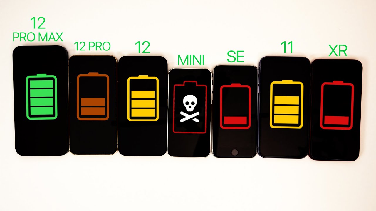 iPhone 12 vs iPhone 12 Pro Max vs 12 Pro vs 12 Mini vs SE vs 11 vs XR Battery  Life DRAIN TEST - YouTube
