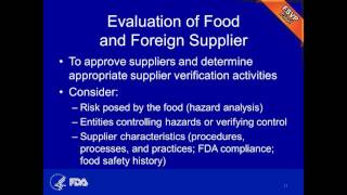 Foreign Supplier Verification Program (FSVP) Regulation Regulatory Perspectives