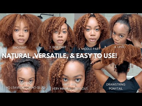 😱YOU NEED THIS WIG! SO NATURAL! NO LACE! NO LEAVE-OUT! NO GLUE! HAIRGIVENHAIR KINKY CURLY WIG
