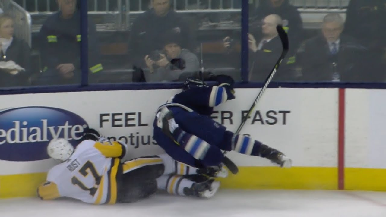 Adam McQuaid Big Hit on Bryan Rust (Feb. 26, 2019)
