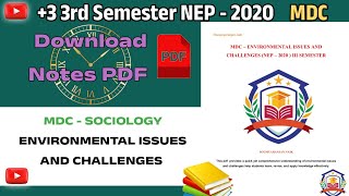 +3 3rd Sem MDC - Environmental issues and Challenges ll Download Notes/ Book pdf ll NEP - 2020 