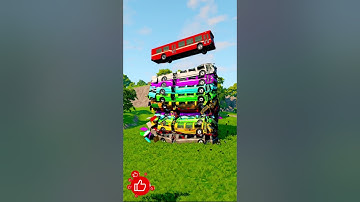 Mixed Color Buses Tower Fall Explode & Crash - BeamNG Drive #Youtubeshorts