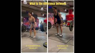 Conventional #Deadlift: Glutes, hamstrings, lower back.  (RDL): Focuses on #glutes, #hamstrings.