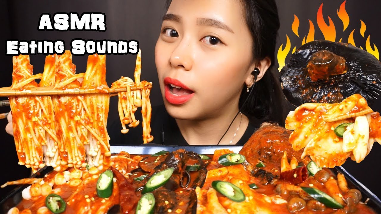 ASMR Spicy Mushroom Platter (Enoki, Oyster, Portobello, & MORE ...