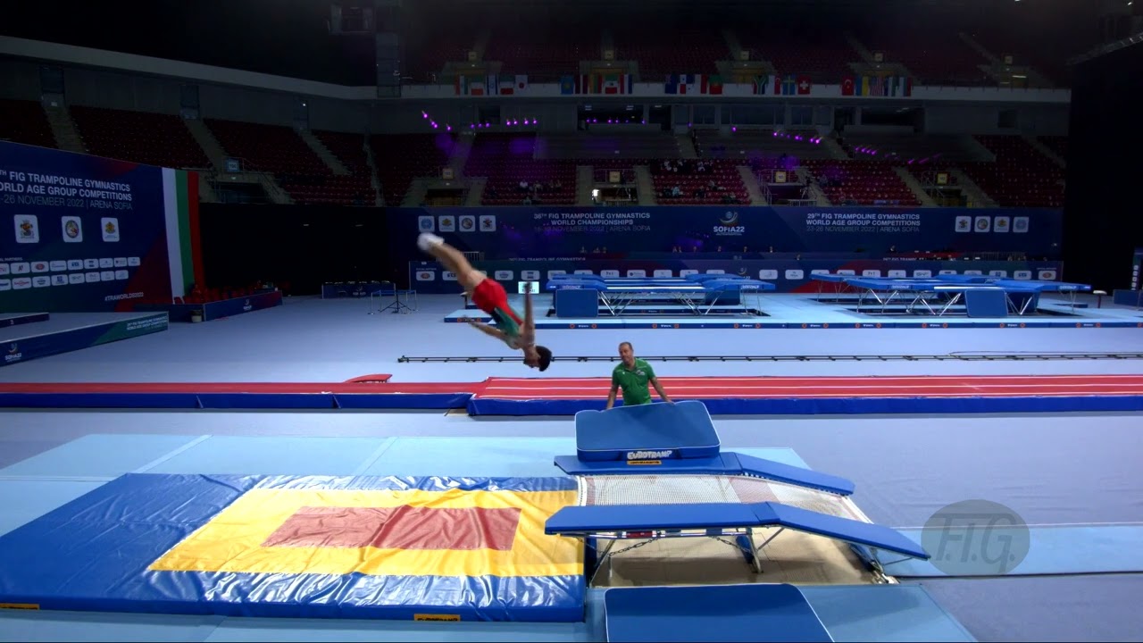 Youtube video: CABRAL Diogo (POR) M - 2022 Trampoline Worlds, Sofia (BUL) - Q2 Double Mini