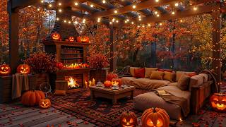 Magical Cozy Autumn Porch 🍂🌧️ Soft Jazz, Gentle Rain & Warm Fire Ambience for Relaxation & Focus screenshot 1