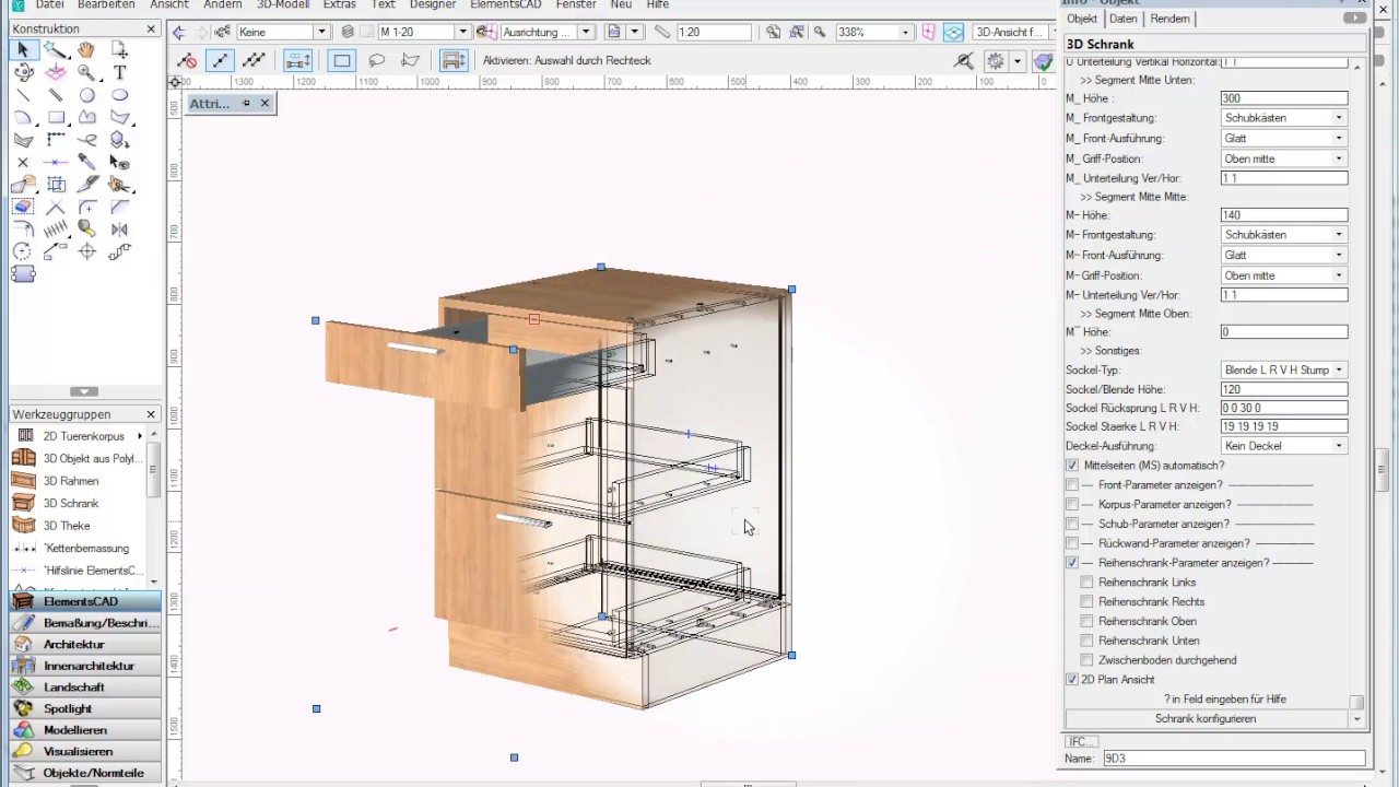 Beschläge und Auszüge im Interior CAD Programm ElementsCAD